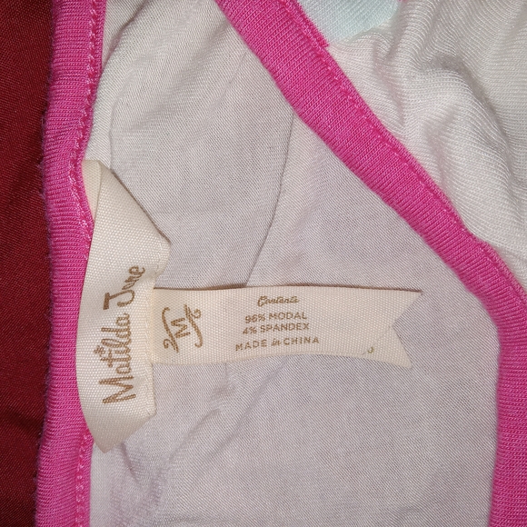 MATILDA JANE Anytime PJ Top Raglan Long Sleeve Stripe White Pink M Cozy EUC - Picture 5 of 9
